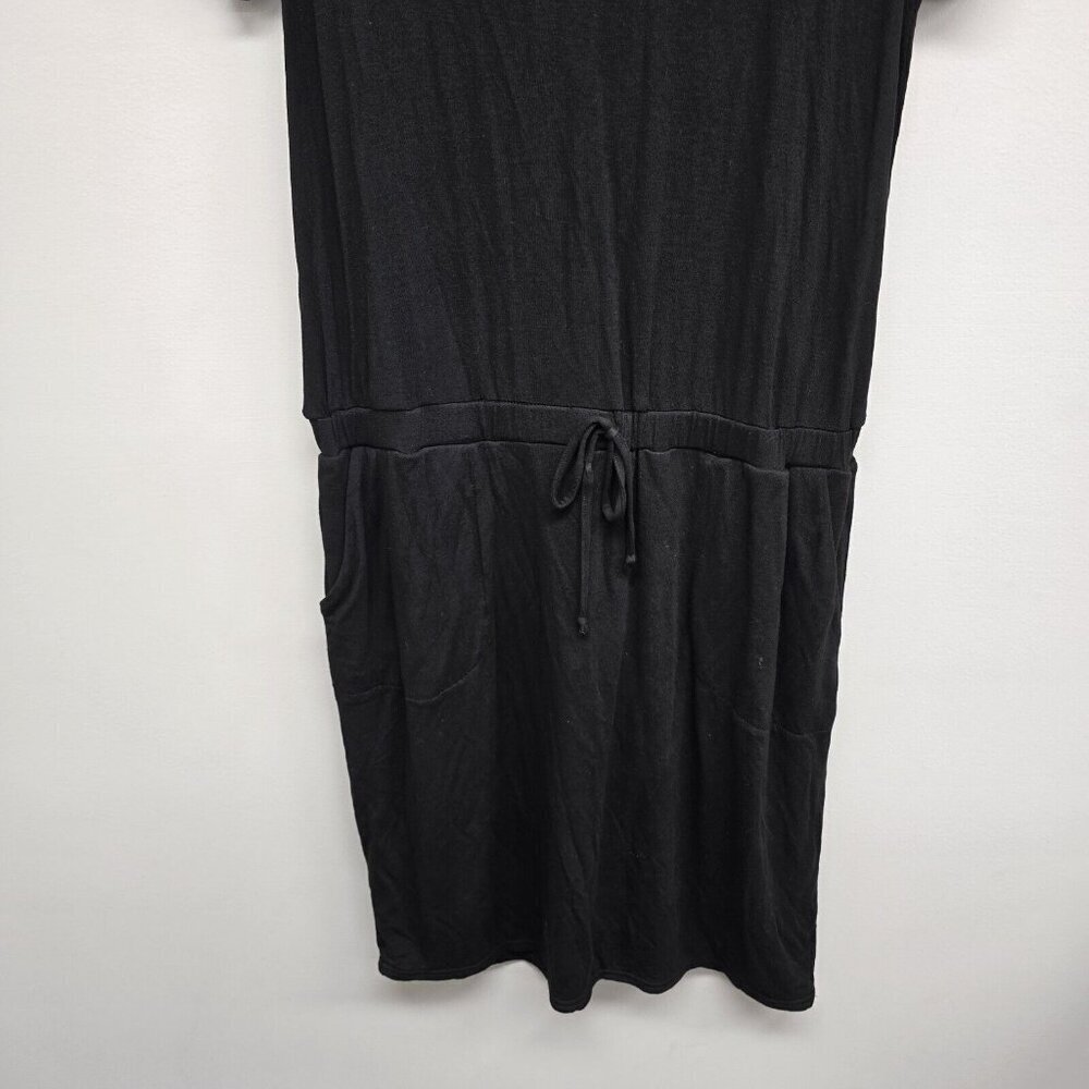 32 Degrees Cool Lux Stretch Dress Sz M Black Short Sleeve Elastic Waist Pockets - Picture 4 of 9